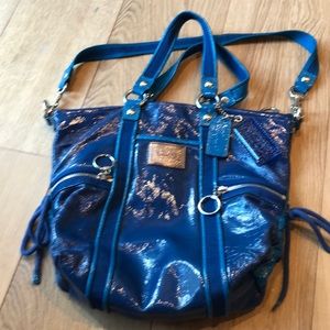 Blue coach handbag